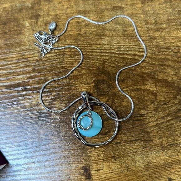 Lia Sophia Out to Sea Blue Mother of Pearl Silver Necklace and Matching Earrings - Picture 5 of 6